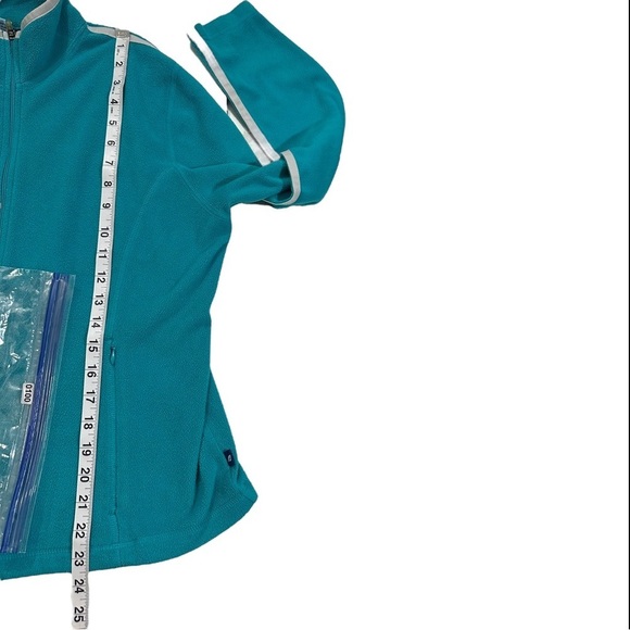 LL Bean Women Turquoise Full Zip Long Sleeve Lightweight Fleece Jacket Sz Medium - Picture 8 of 9